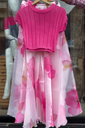 Timeless Grace: Organza Skirt with Elegant Top 🤍💖