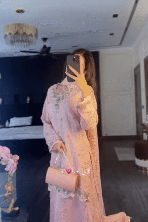 ✨ “Soft Glam Sharara ✨ | Pastel Pink Embroidered Set”