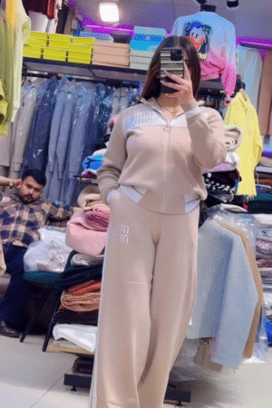 🌟 "Cosmic Sandstone Modern Zipper-Front Relaxed Luxe Tracksuit Set with Streamlined White Stripe Accents and Versatile Lounge Appeal for Fashion-Forward Stars" 🌟​
