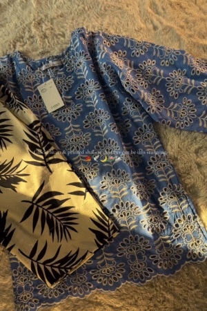 Powder Blue Chikankari Embroidered Kurti with Matching Printed Dupatta & Coordinated Bottom Set 🌸💙🤍