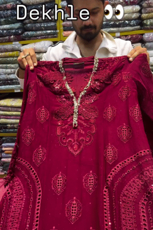 Rich Burgundy Heavy Embroidered Straight Kurta with Intricate Cutwork Detailing & Matching Dupatta – Statement Festive Ethnic Set