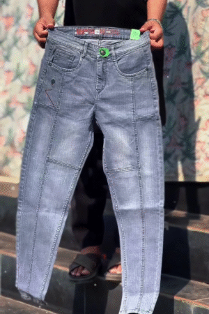 Urban Light Grey Patchwork Slim Fit Men’s Denim Jeans