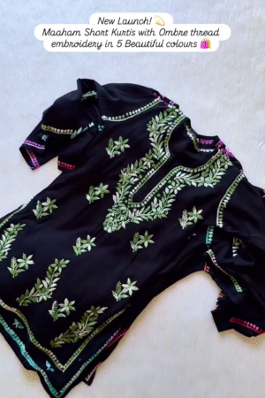 💜 Ombre Bloom Embroidered Short Kurti 💜