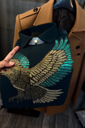 🦅 Regal Eagle Embellished Shirt – Bold Luxury with Statement Style 🦅