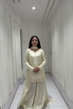 ✨ Royal Ivory Elegance Embroidered Kurta Palazzo Set with Dupatta – Timeless Festive Grace ✨