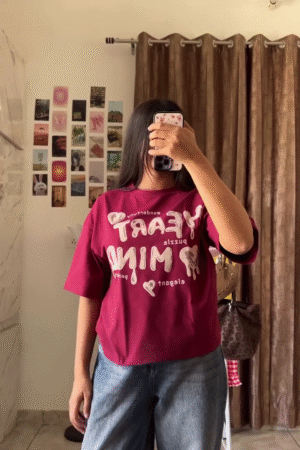 💖 Trendy “Heart Mind Vibes” Graphic Oversized T-Shirt – Casual Street Style Essential 💖