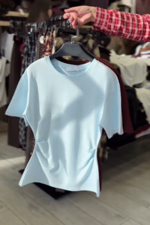 🌊✨ Breezy Sky Blue Oversized Boxy Fit Cotton T-Shirt with Cut-Out Sides & Crew Neck - Casual Streetwear Chic for Everyday Comfort & Style! 👕💙👟