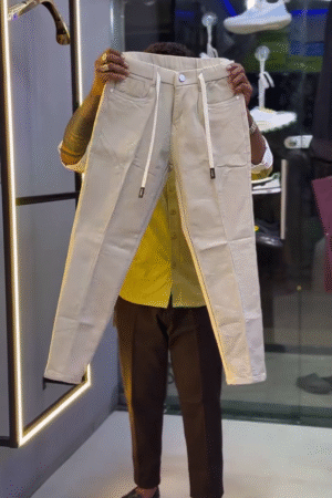 Ivory Luxe Slim Fit Drawstring Pants – Minimal Premium Street Style 🤍✨👖
