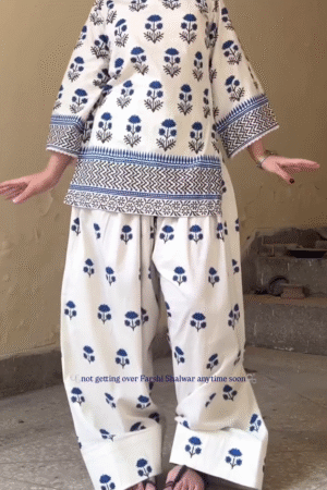 🤍 Indigo Bloom Printed Co-Ord Set – Elegant Simplicity with a Desi Touch 🌿✨