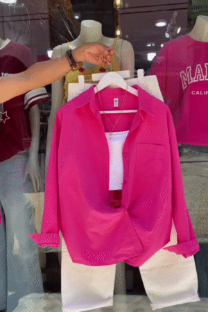 💖 Barbiecore Chic Oversized Shirt Co-Ord – Bold, Bright & Effortlessly Stylish ✨🔥