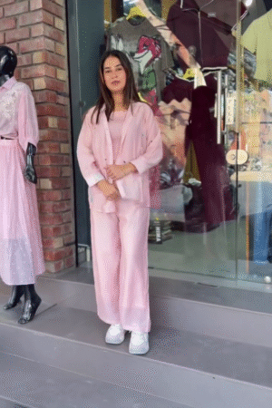 🌸✨ Blush Comfort Chic Co-Ord Set – Soft Lounge Shirt & Relaxed Pants Duo 💕👗