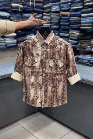 🤎✨ Vintage Luxe Monogram Shirt – Premium Statement Casual Wear 👔🔥