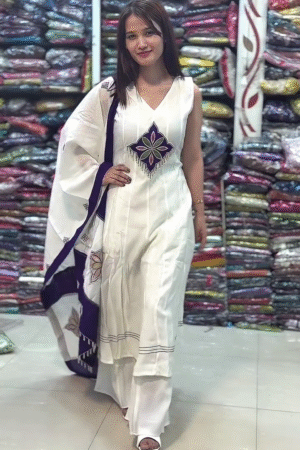 π€π Ivory Grace Embroidered Contemporary Traditional Suit Set π€πβ¨