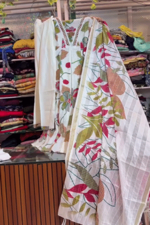 π€πΊ Ivory Botanical Printed Elegant Three Piece Traditional Wear Set πΊπ€