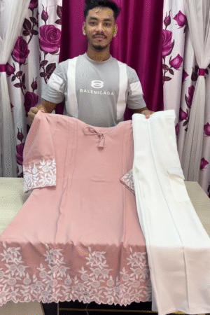 🌸 Blush Bloom Embroidered Kurti Pant Set 🌸