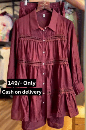 Elegant Womenβs Co-Ord Shirt & Shorts Set πβ¨ | Stylish Pleated Casual Wear Outfit | Trendy Lounge & Summer Wear for Women