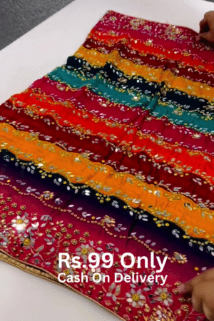 Women’s Heavy Embroidered Designer Saree💃✨ | Multicolor Mirror Work Ethnic Wear | Festive & Party Special | XXS to XXL
