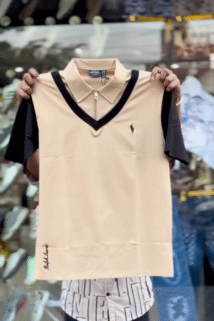 ✨ Classic Beige Polo Collar Fashion Tee ✨