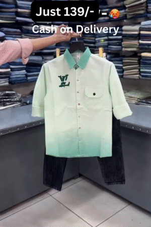 💚 Trendy Mint Gradient Shirt & Denim Combo Set 💚