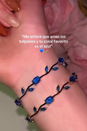 Elegant Blue Floral Vine Inspired Crystal Bracelet for Women | Delicate Adjustable Party & Everyday Jewelry ✨💎
