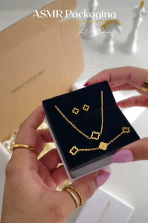 Premium Four Leaf Floral Charm Jewelry Gift Set with Elegant Necklace Bracelet & Matching Earrings for Women ππ