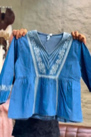 β¨ Premium Embroidered Peplum Tunic Top with Artisan Threadwork, Three Quarter Sleeves & Relaxed Bohemian Inspired Everyday Elegance ππΈβ¨