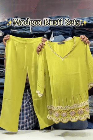 💚 Elegant Women's Embroidered Kurti & Straight Pant Set – Premium Ethnic Casual Wear Co-Ord Outfit 💚