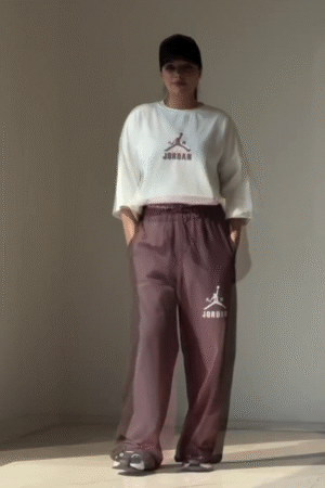 🤍 Women's Premium Relaxed Fit Casual Lounge Co-Ord Set – Oversized Crop Top & Wide Leg Pants 🤍